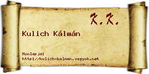 Kulich Kálmán névjegykártya